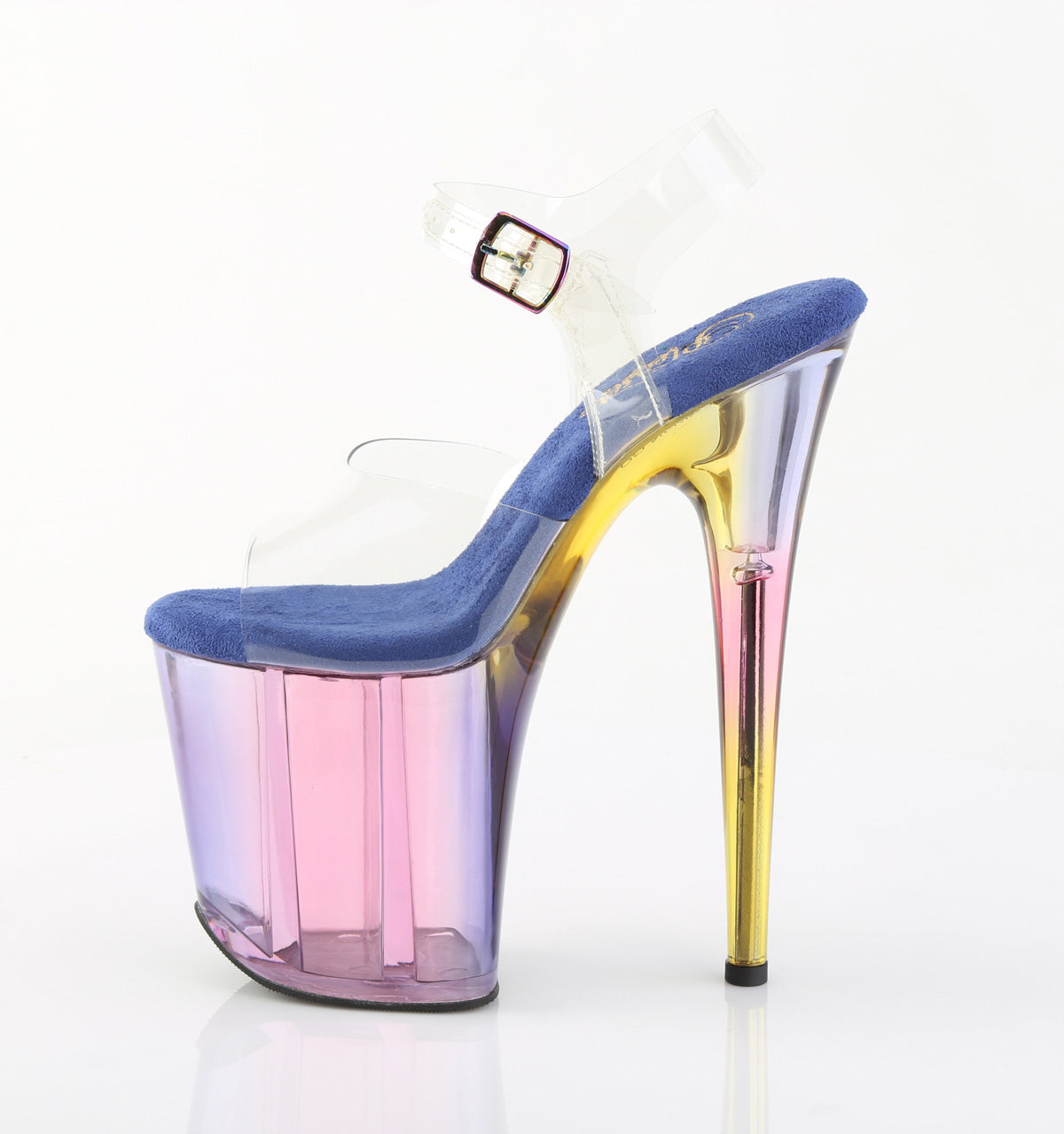 FLAMINGO-808HT 8" Heel, 4" Tinted PF Ankle Strap Sandal