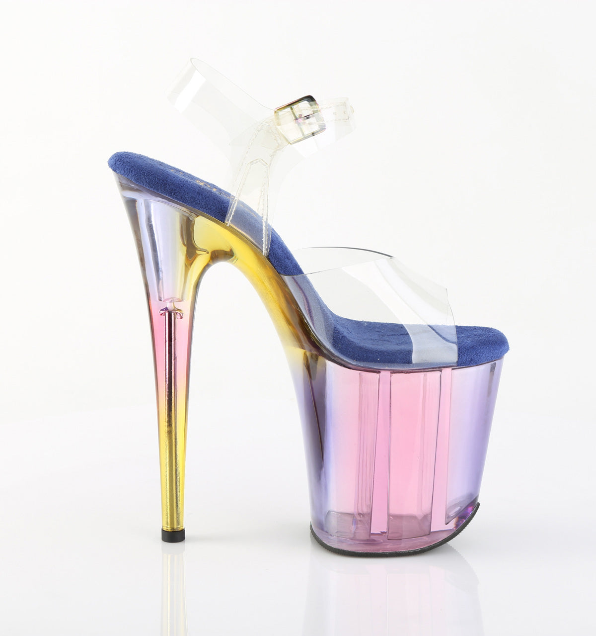 FLAMINGO-808HT 8" Heel, 4" Tinted PF Ankle Strap Sandal
