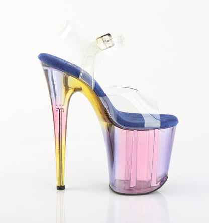 FLAMINGO-808HT 8" Heel, 4" Tinted PF Ankle Strap Sandal