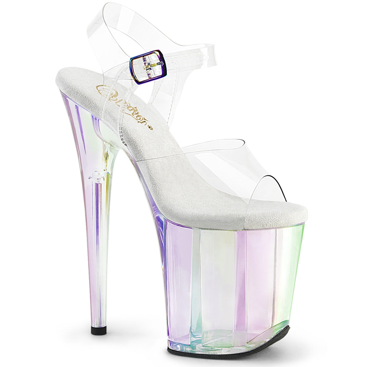 FLAMINGO-808HT 8" Heel, 4" Tinted PF Ankle Strap Sandal