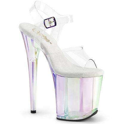 FLAMINGO-808HT 8" Heel, 4" Tinted PF Ankle Strap Sandal