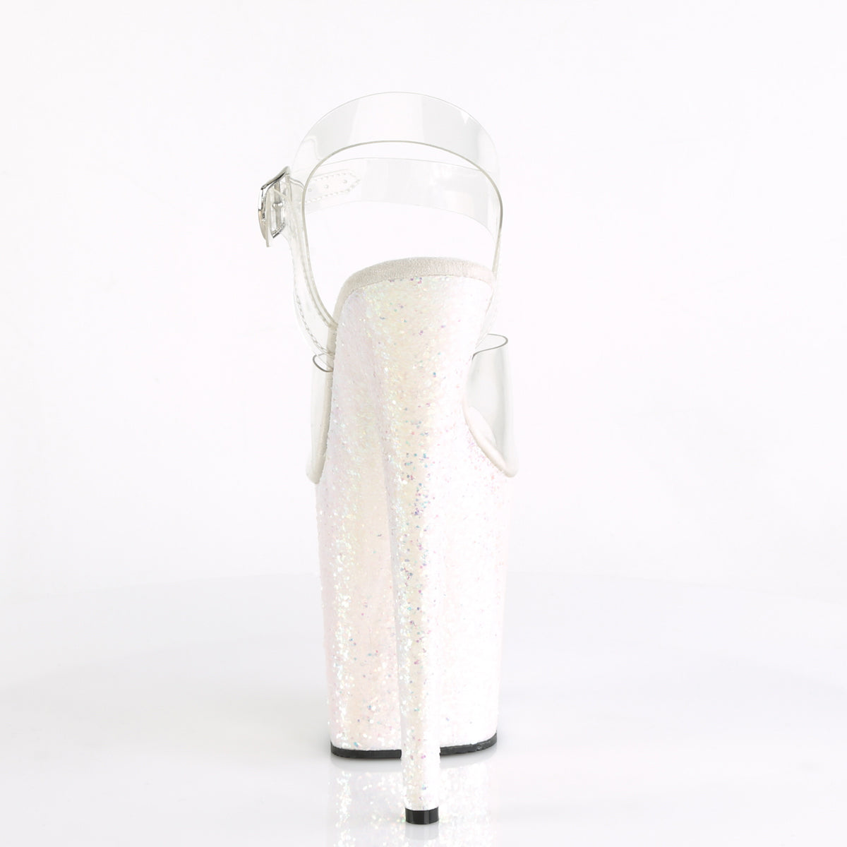 FLAMINGO-808LG 8" Heel, 4" PF Ankle Strap Sandal w/Holographic Glitter Cov