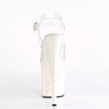 FLAMINGO-808LG 8" Heel, 4" PF Ankle Strap Sandal w/Holographic Glitter Cov