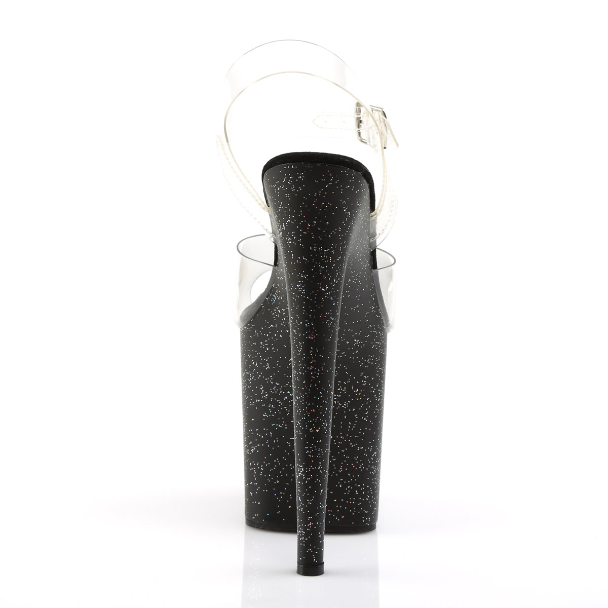 FLAMINGO-808MG 8" Heel, 4" PF Ankle Strap Sandal w/Mini Glitter
