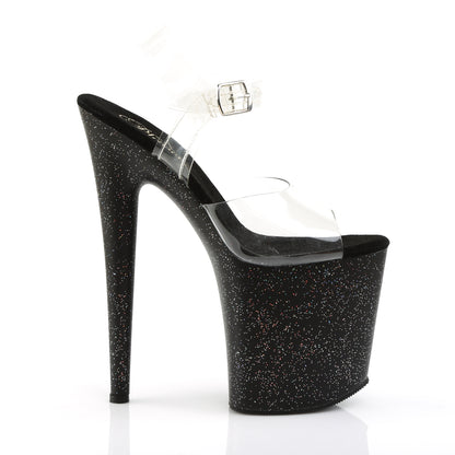 FLAMINGO-808MG 8" Heel, 4" PF Ankle Strap Sandal w/Mini Glitter