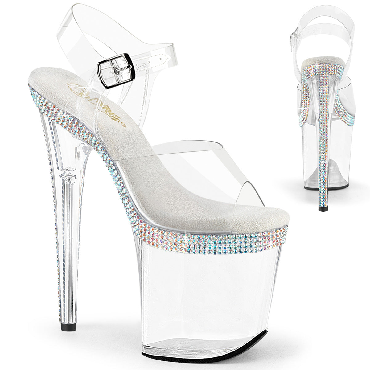 FLAMINGO-808MLS 8" Heel, 4" PF Ankle Strap Sandal w/ RS Lines