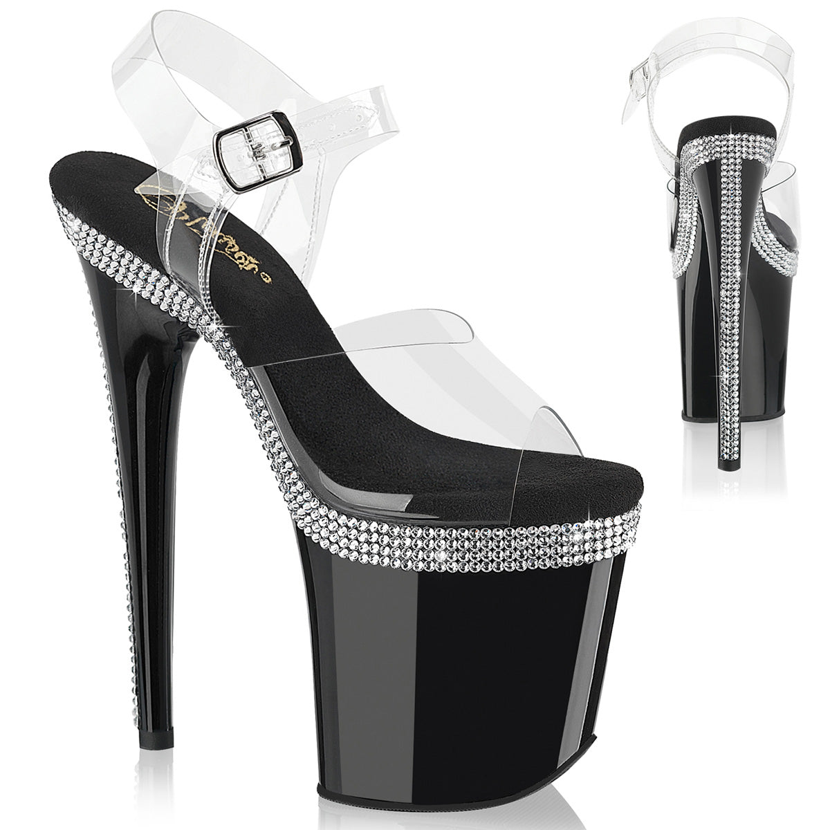 FLAMINGO-808MLS 8" Heel, 4" PF Ankle Strap Sandal w/ RS Lines