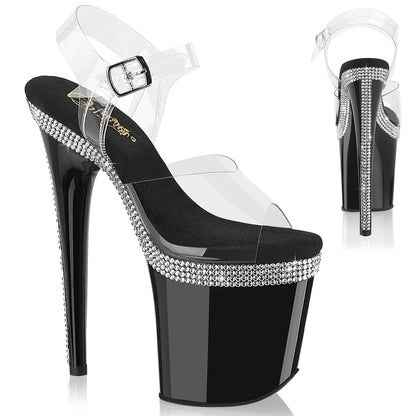 FLAMINGO-808MLS 8" Heel, 4" PF Ankle Strap Sandal w/ RS Lines