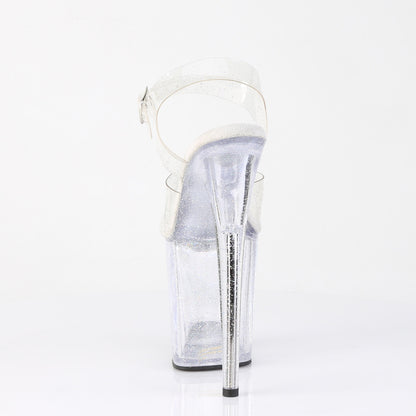 FLAMINGO-808MMG 8" Heel, 4" PF Ankle Strap Sandal w/Glitter
