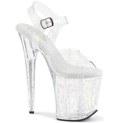 FLAMINGO-808MMG 8" Heel, 4" PF Ankle Strap Sandal w/Glitter