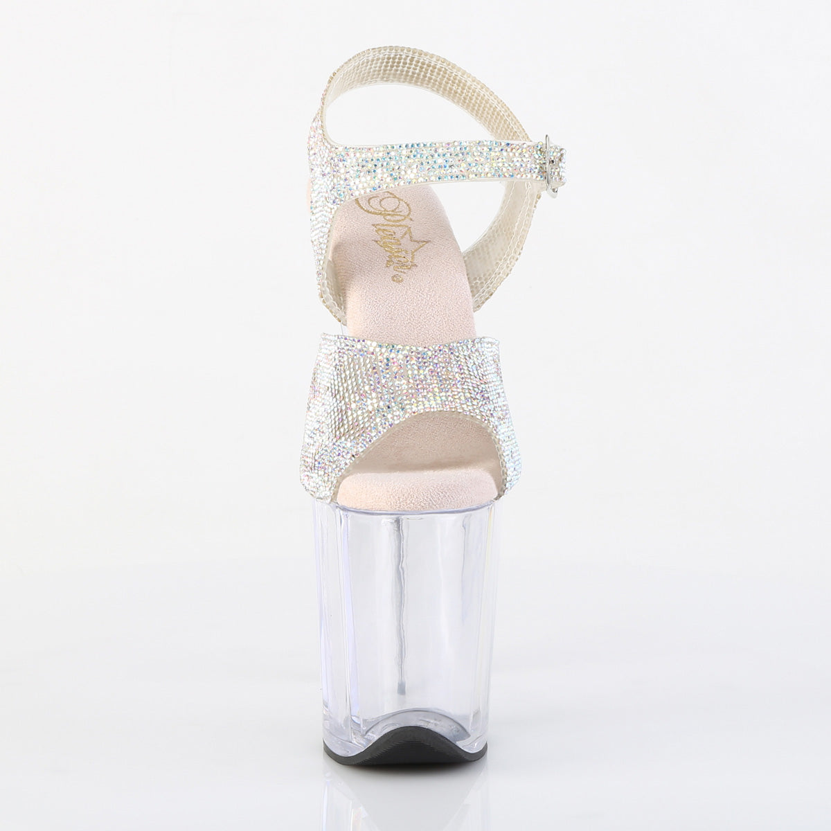 FLAMINGO-808N-RS 8" Heel, 4" PF RS Embellished Ankle Strap Sandal