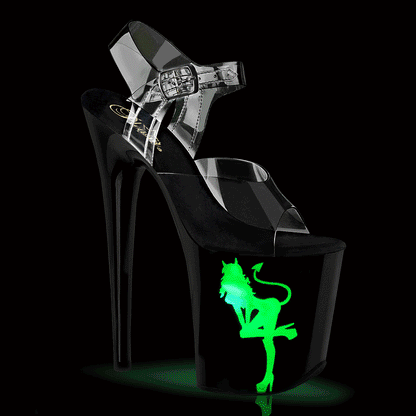 FLAMINGO-808NLDG 8" Heel, 4" PF LED Illuminated Ankle Strap Sandal