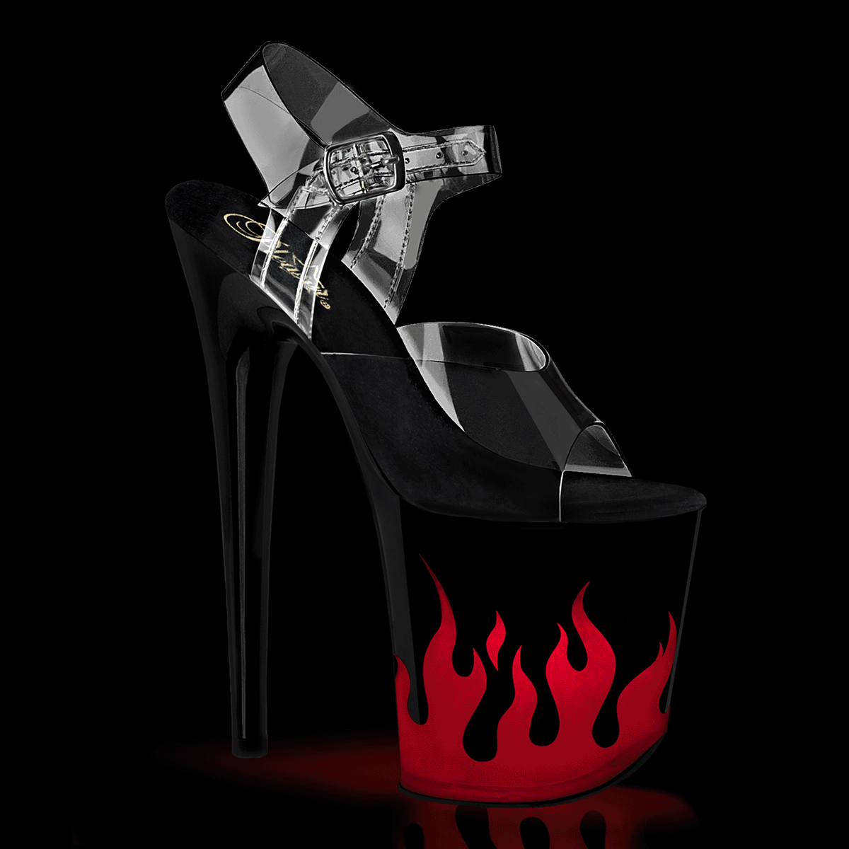 FLAMINGO-808NLFL 8" Heel, 4" PF LED Illuminated Ankle Strap Sandal