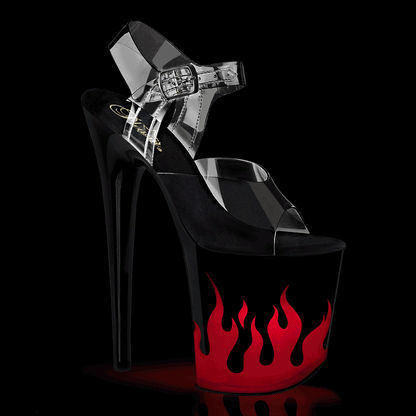 FLAMINGO-808NLFL 8" Heel, 4" PF LED Illuminated Ankle Strap Sandal