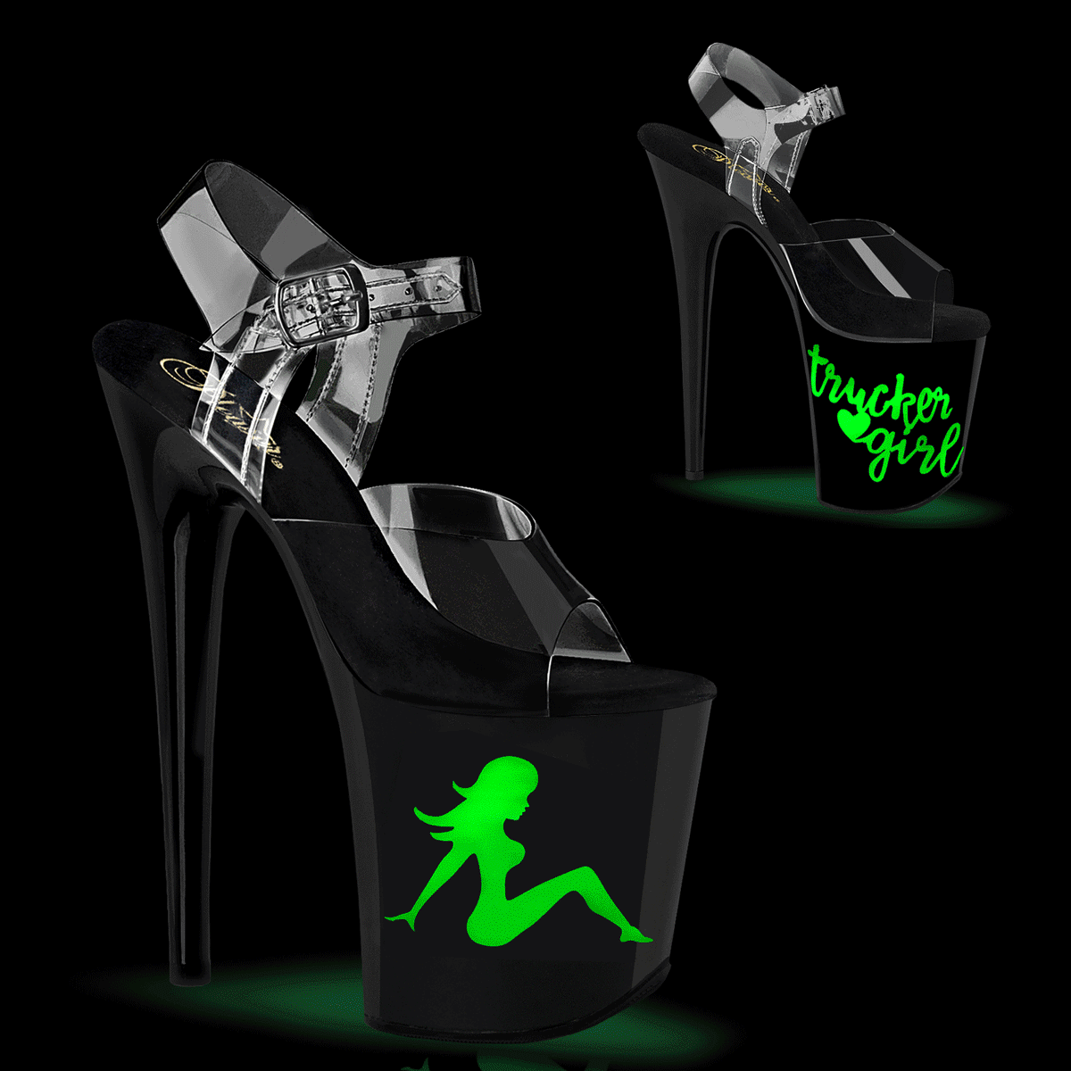 FLAMINGO-808NLTG *8" Heel, 4" PF LED Illuminated Ankle Strap Sandal