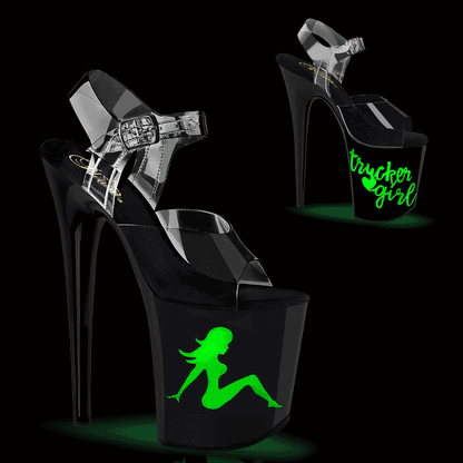FLAMINGO-808NLTG *8" Heel, 4" PF LED Illuminated Ankle Strap Sandal