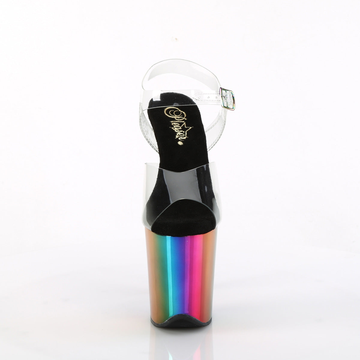 FLAMINGO-808RC 8" Heel, 4" Chrome Plated PF Ankle Strap Sandal