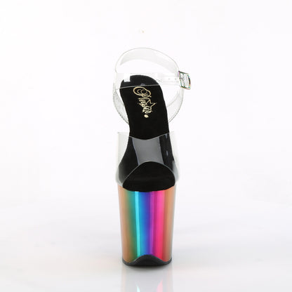 FLAMINGO-808RC 8" Heel, 4" Chrome Plated PF Ankle Strap Sandal