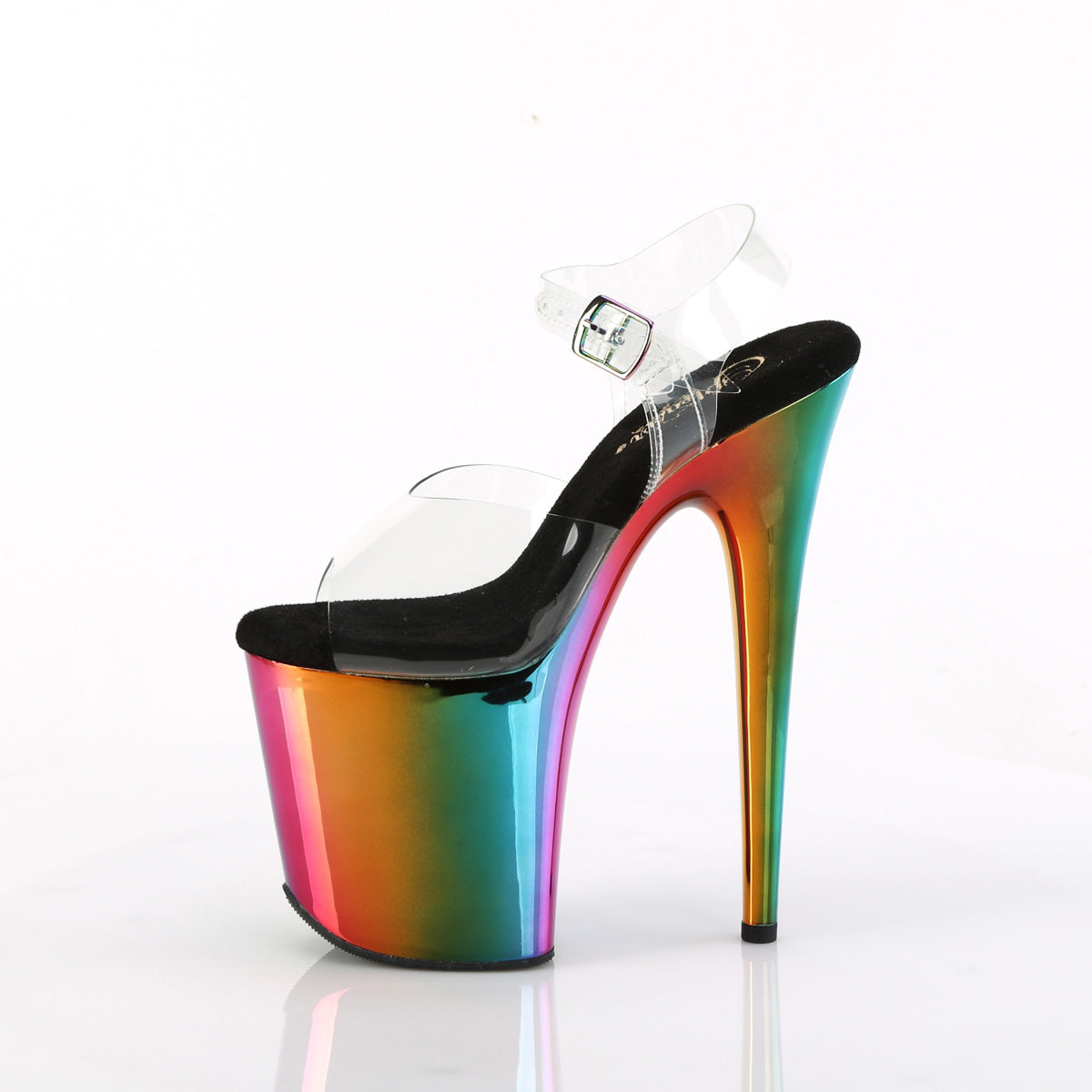 FLAMINGO-808RC 8" Heel, 4" Chrome Plated PF Ankle Strap Sandal