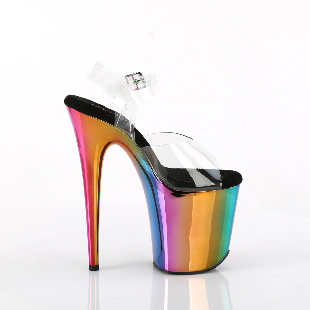 FLAMINGO-808RC 8" Heel, 4" Chrome Plated PF Ankle Strap Sandal