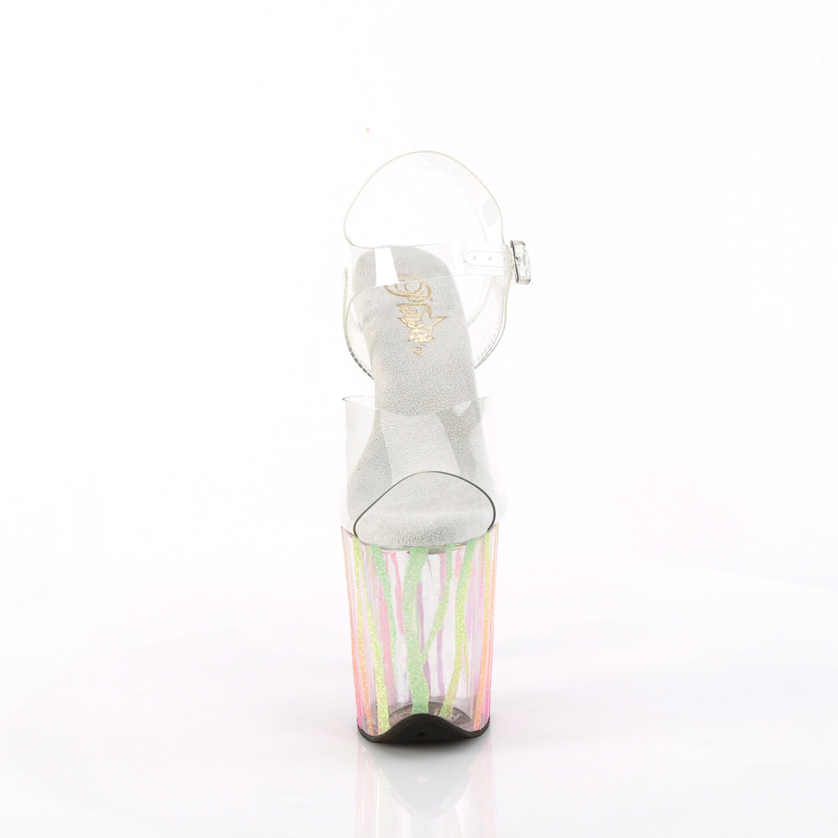 FLAMINGO-808RG-03 8" Heel, 4" PF Ankle Strap Sandal w/UV Reactive Bottom