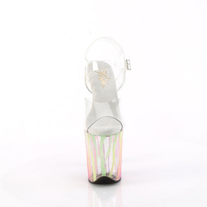 FLAMINGO-808RG-03 8" Heel, 4" PF Ankle Strap Sandal w/UV Reactive Bottom