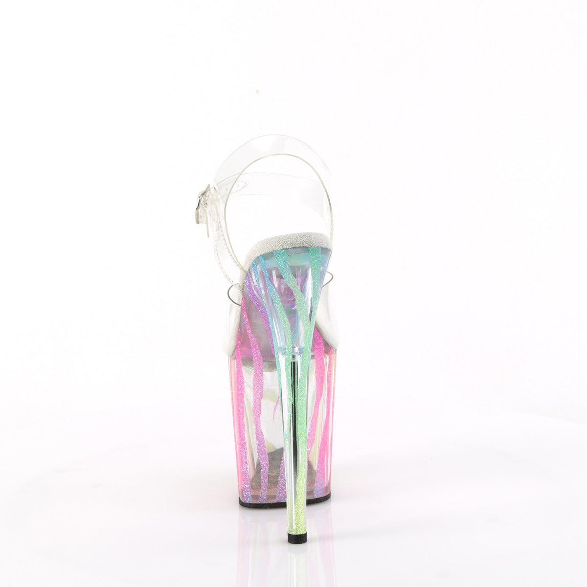 FLAMINGO-808RG-03 8" Heel, 4" PF Ankle Strap Sandal w/UV Reactive Bottom