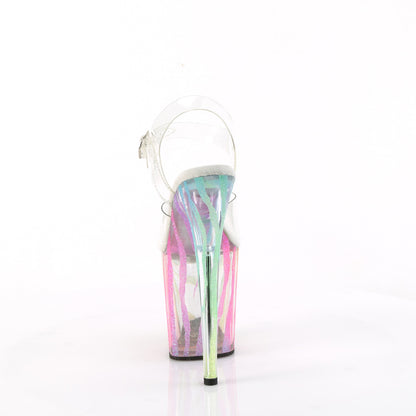 FLAMINGO-808RG-03 8" Heel, 4" PF Ankle Strap Sandal w/UV Reactive Bottom