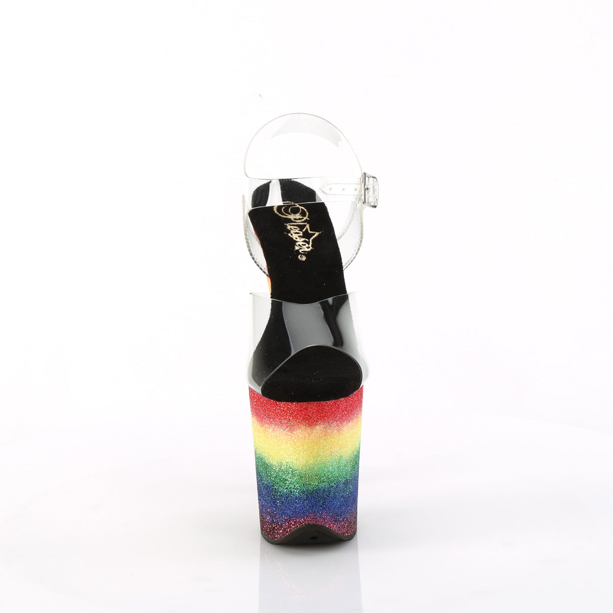 FLAMINGO-808RG-04 *8" Heel, 4" PF Ankle Strap Sandal w/Gliiter Bottom