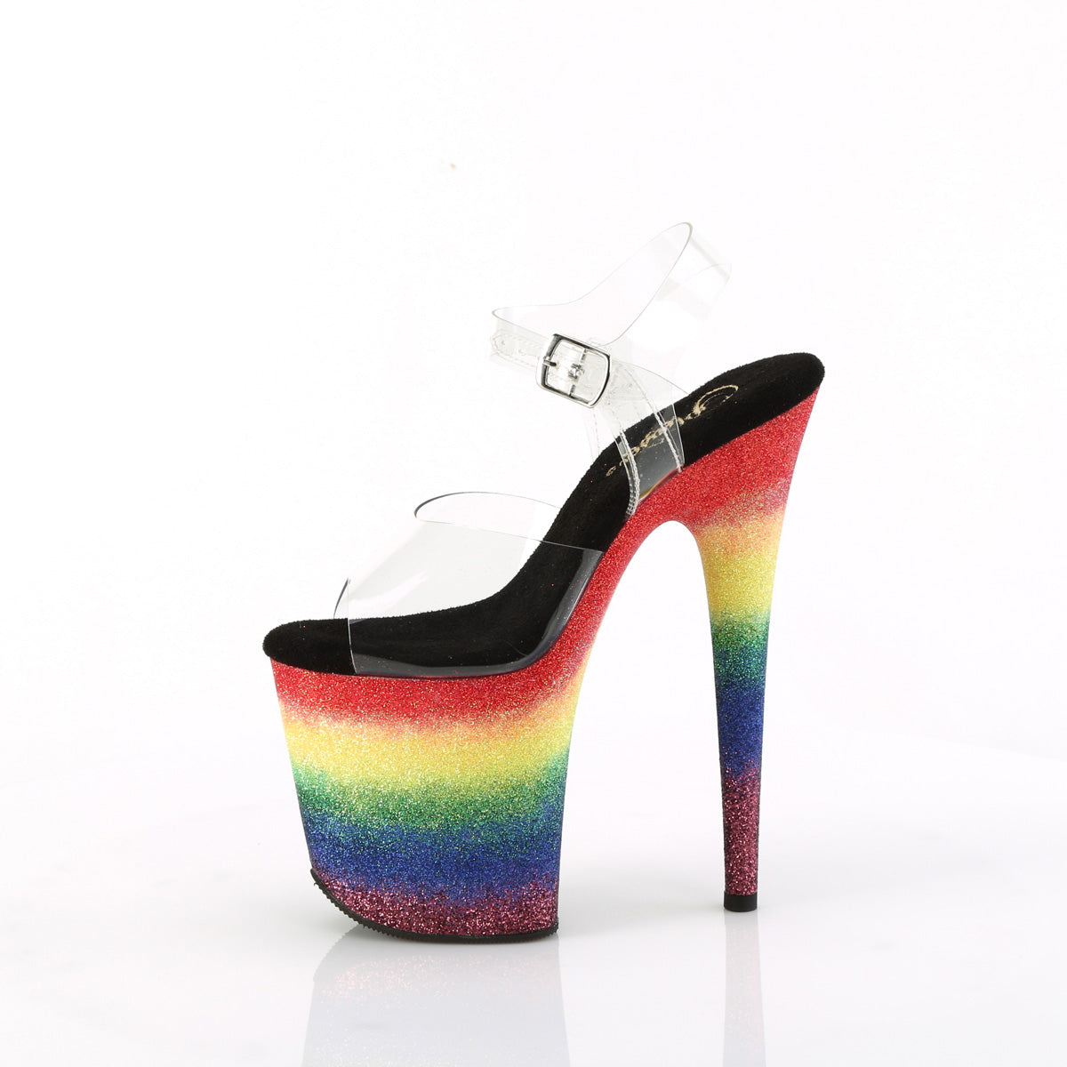 FLAMINGO-808RG-04 *8" Heel, 4" PF Ankle Strap Sandal w/Gliiter Bottom