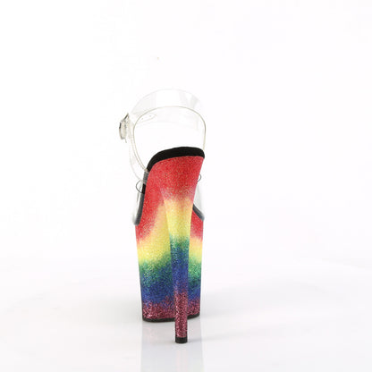 FLAMINGO-808RG-04 *8" Heel, 4" PF Ankle Strap Sandal w/Gliiter Bottom