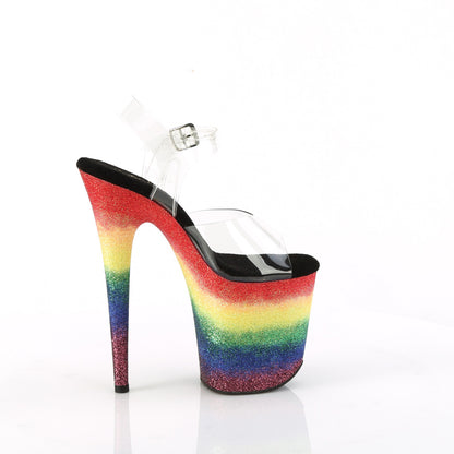 FLAMINGO-808RG-04 *8" Heel, 4" PF Ankle Strap Sandal w/Gliiter Bottom