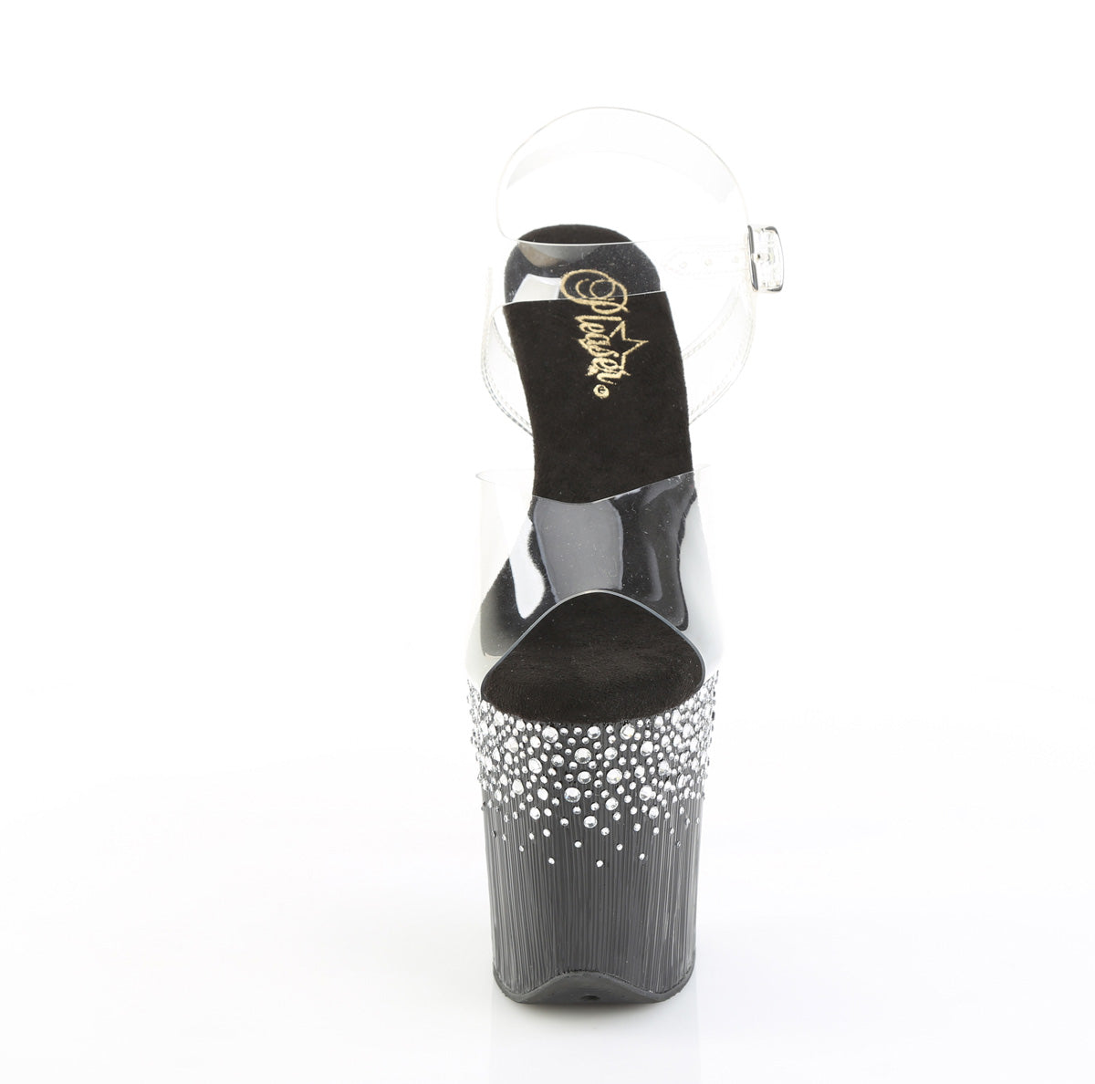 FLAMINGO-808SPKL-02 8" Heel, 4" PF Ankle Strap Sandal w/ Sprinkle RS