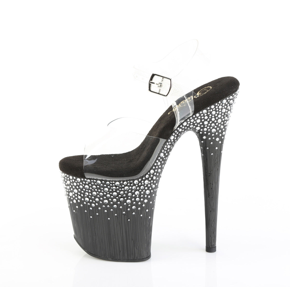 FLAMINGO-808SPKL-02 8" Heel, 4" PF Ankle Strap Sandal w/ Sprinkle RS