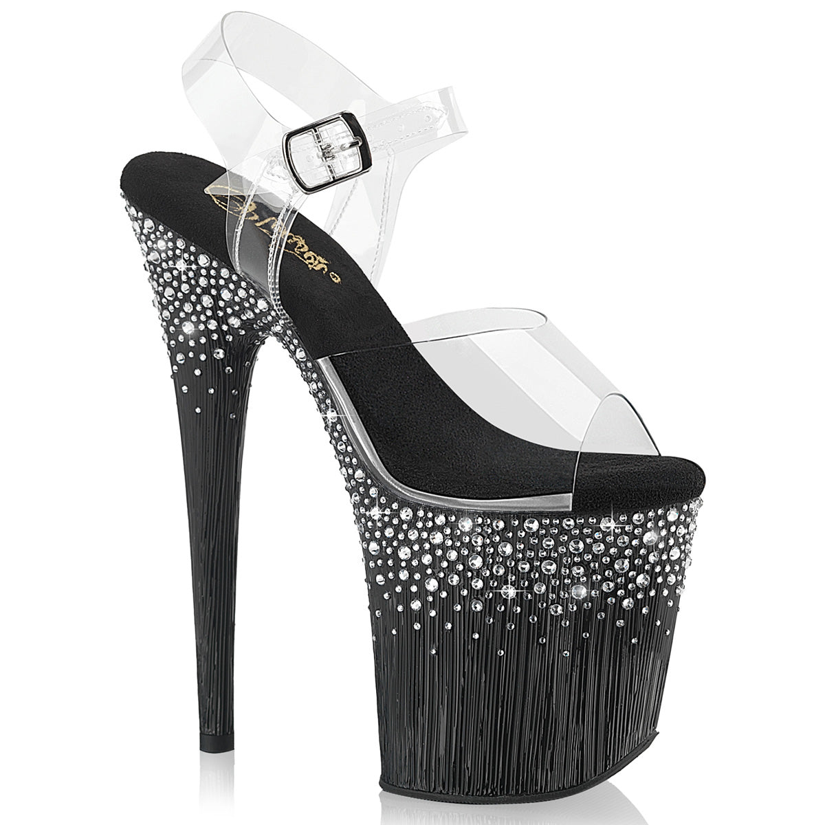 FLAMINGO-808SPKL-02 8" Heel, 4" PF Ankle Strap Sandal w/ Sprinkle RS
