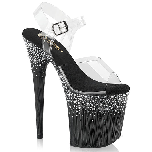 FLAMINGO-808SPKL-02 8" Heel, 4" PF Ankle Strap Sandal w/ Sprinkle RS