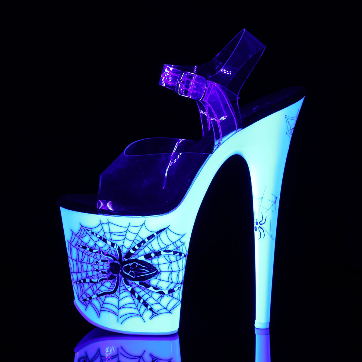 FLAMINGO-808SW 8" Heel, 4" PF Ankle Strap Sandal w/ Spider Design