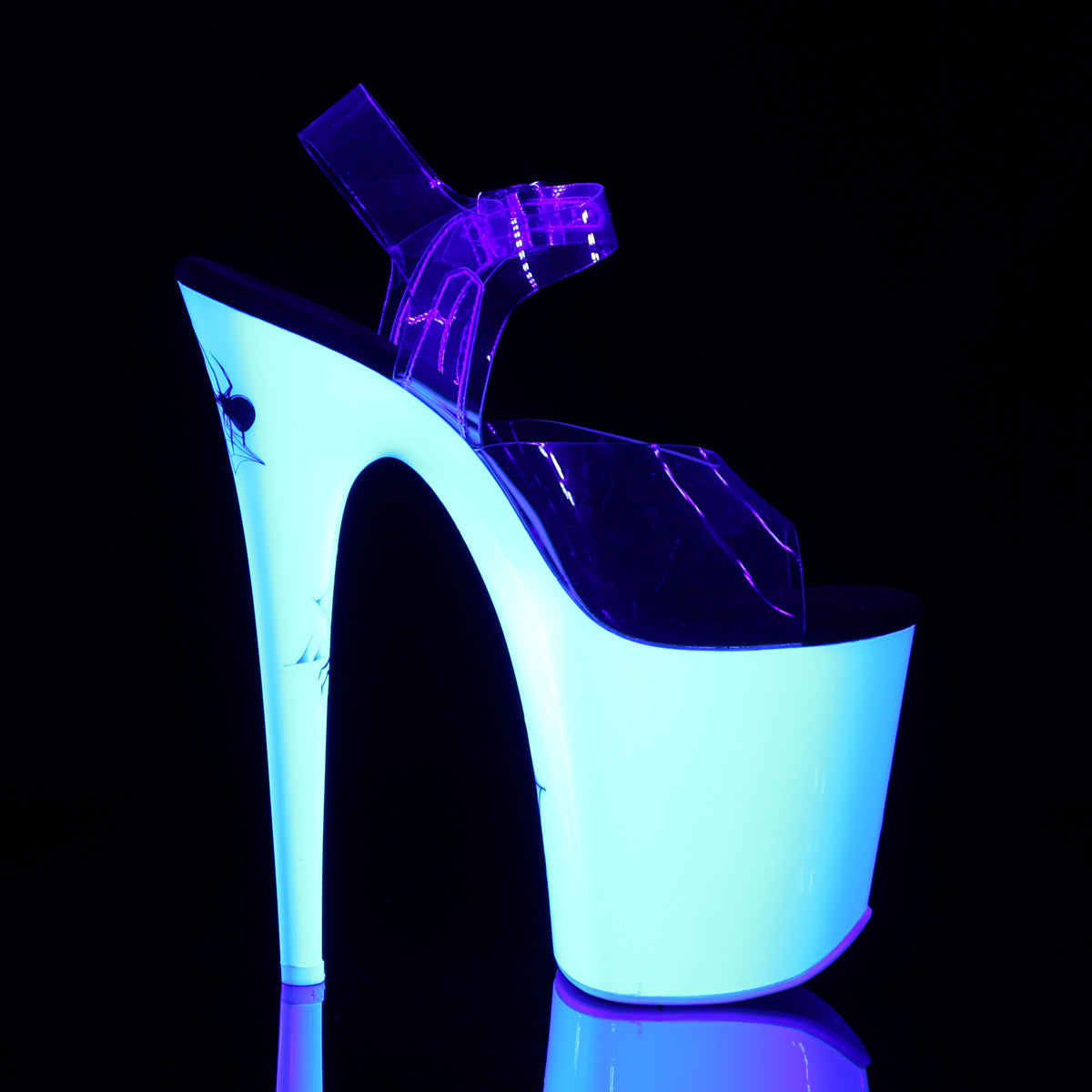 FLAMINGO-808SW 8" Heel, 4" PF Ankle Strap Sandal w/ Spider Design