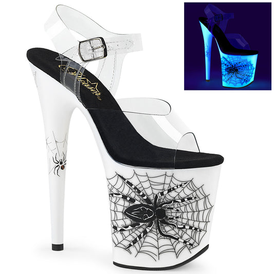 FLAMINGO-808SW 8" Heel, 4" PF Ankle Strap Sandal w/ Spider Design