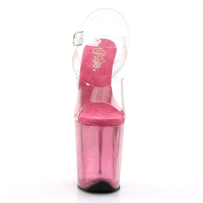 FLAMINGO-808T 8" Heel, 4" Tinted PF Ankle Strap Sandal