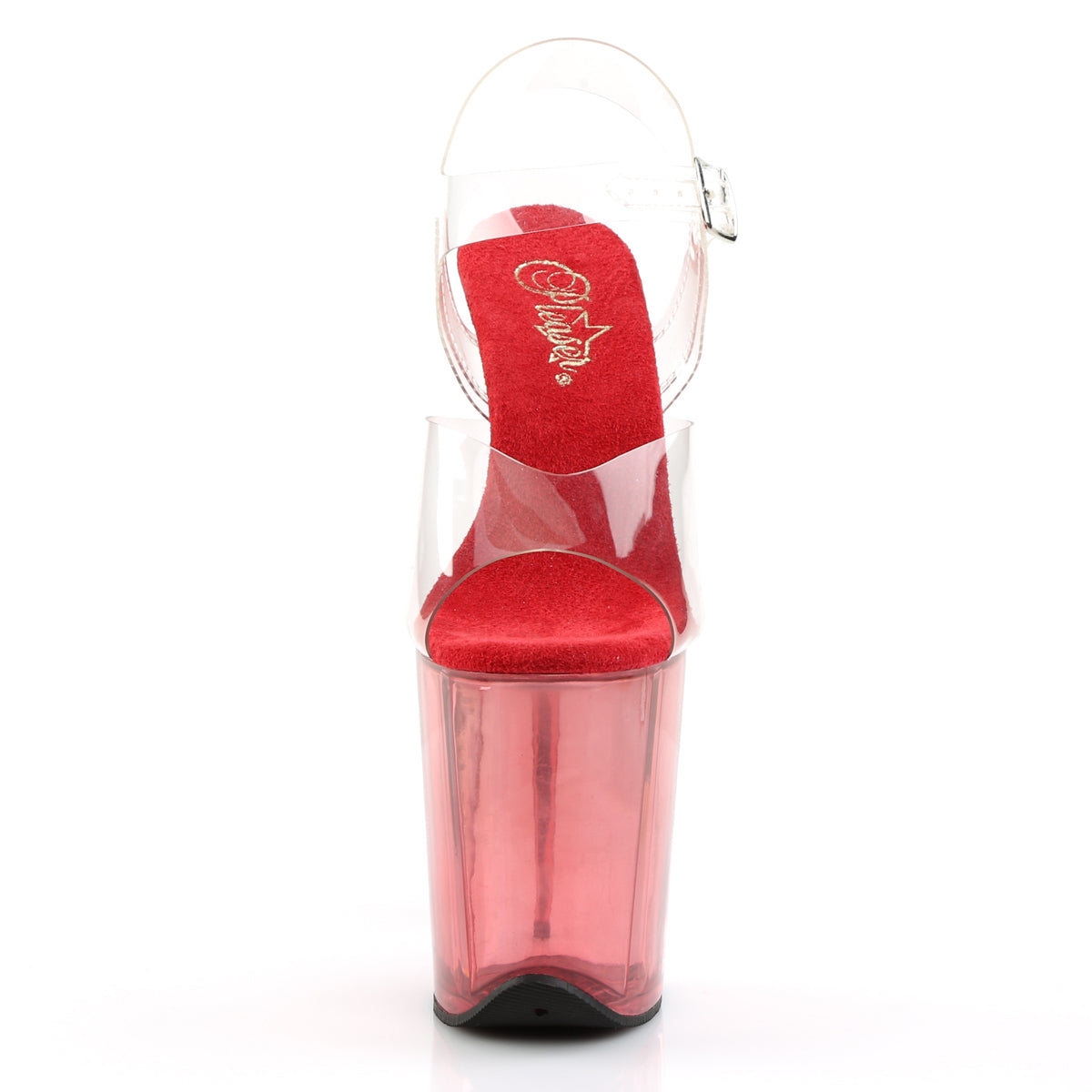 FLAMINGO-808T 8" Heel, 4" Tinted PF Ankle Strap Sandal