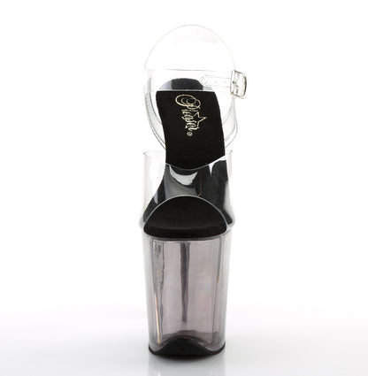 FLAMINGO-808T 8" Heel, 4" Tinted PF Ankle Strap Sandal
