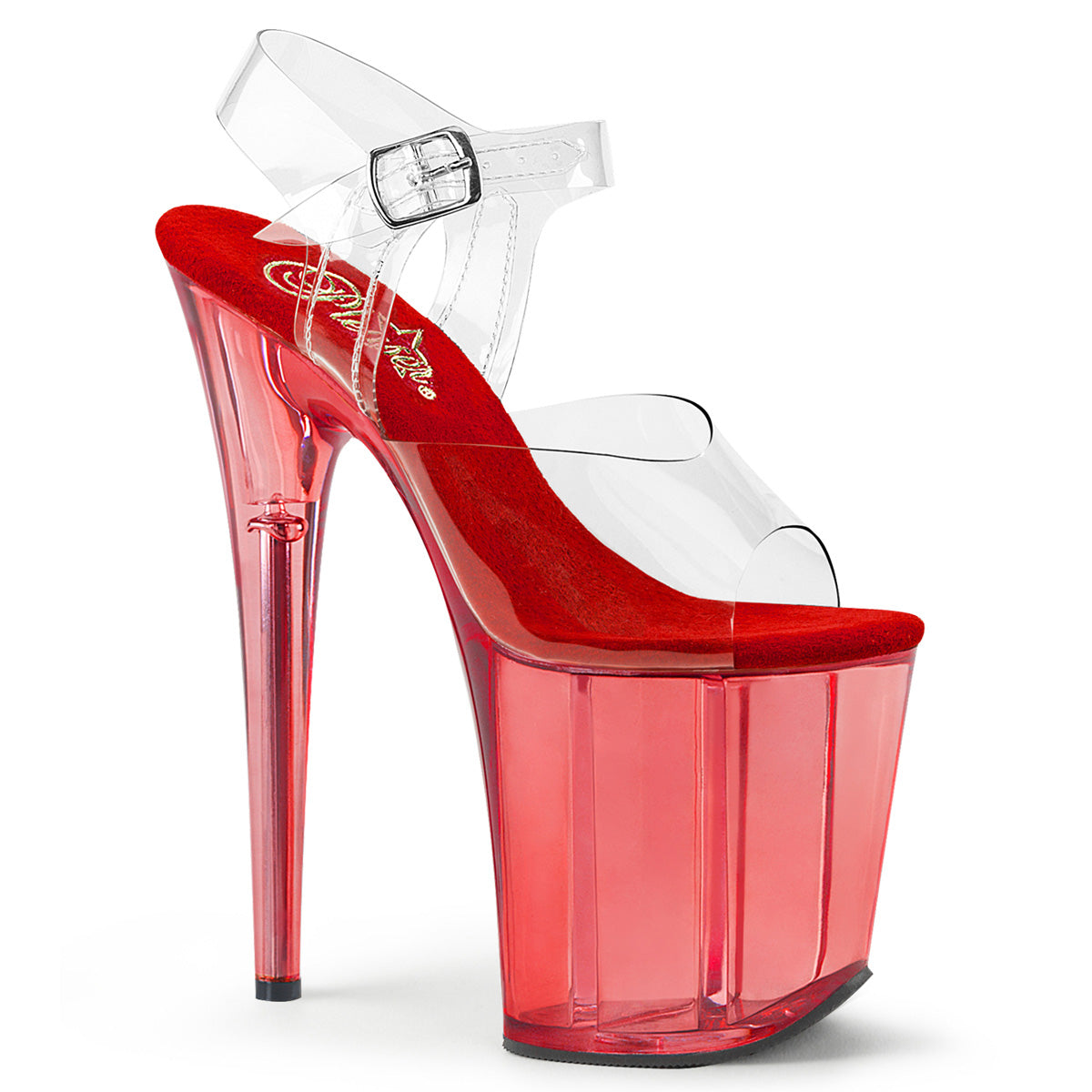 FLAMINGO-808T 8" Heel, 4" Tinted PF Ankle Strap Sandal