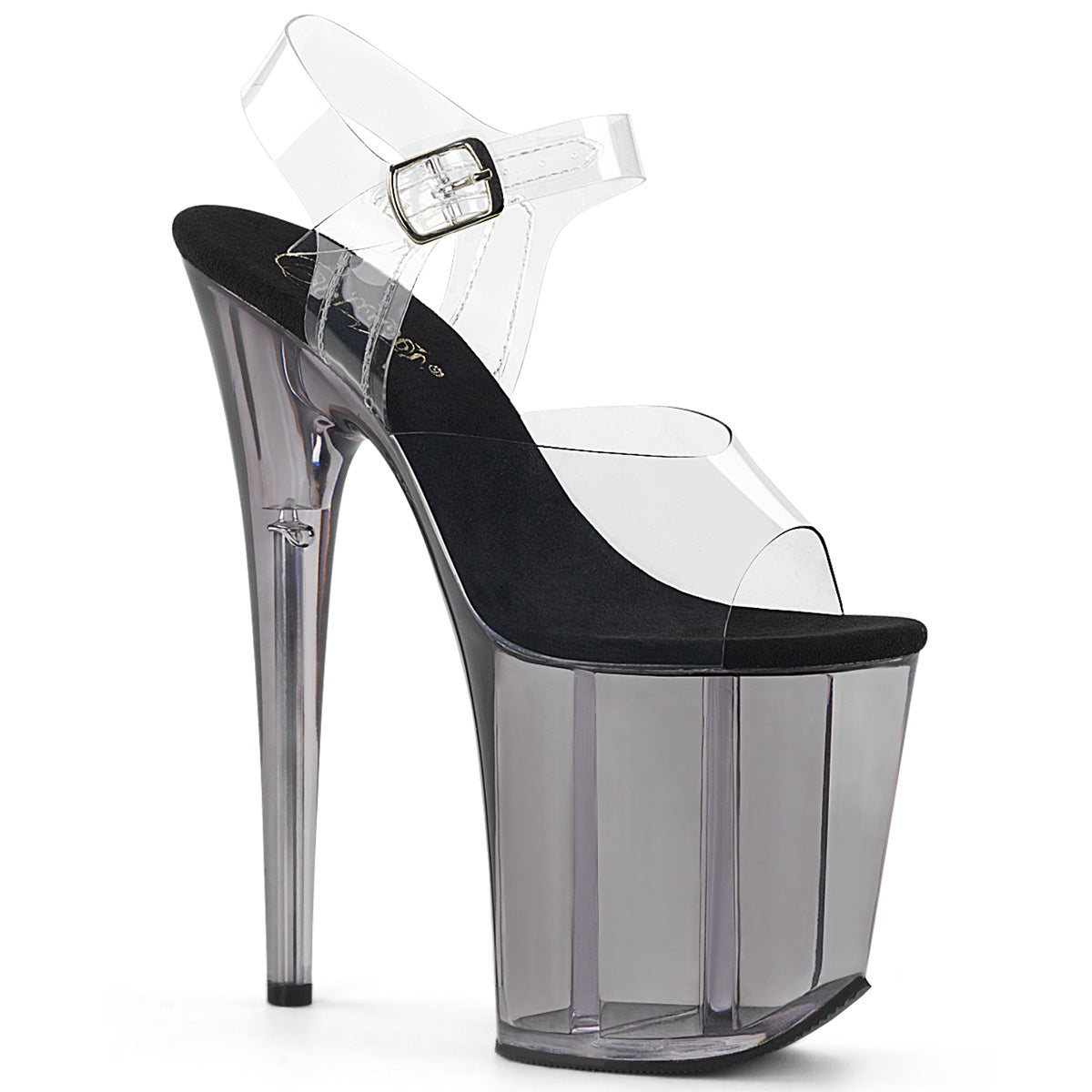 FLAMINGO-808T 8" Heel, 4" Tinted PF Ankle Strap Sandal