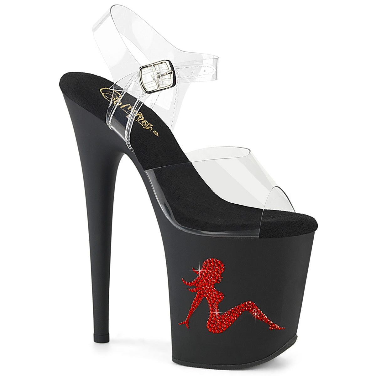 FLAMINGO-808TGRS *8" Heel, 4" PF Ankle Strap Sandal w/RS Trucker Girl