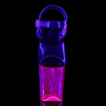 FLAMINGO-808UVT 8" Heel, 4" UV Reactive Tinted PF Ankle Strap Sandal