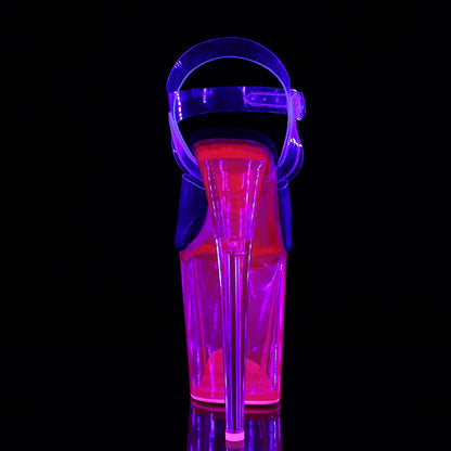 FLAMINGO-808UVT 8" Heel, 4" UV Reactive Tinted PF Ankle Strap Sandal