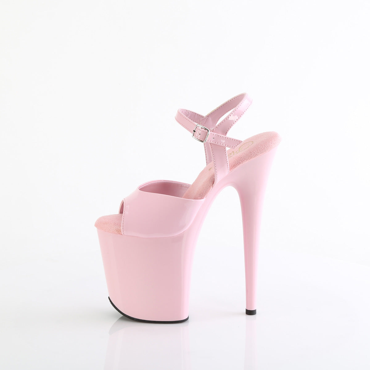 FLAMINGO-809 8" Heel, 4" PF Ankle Strap Sandal w/Chrome Plated Bottom