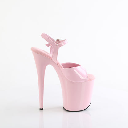FLAMINGO-809 8" Heel, 4" PF Ankle Strap Sandal w/Chrome Plated Bottom