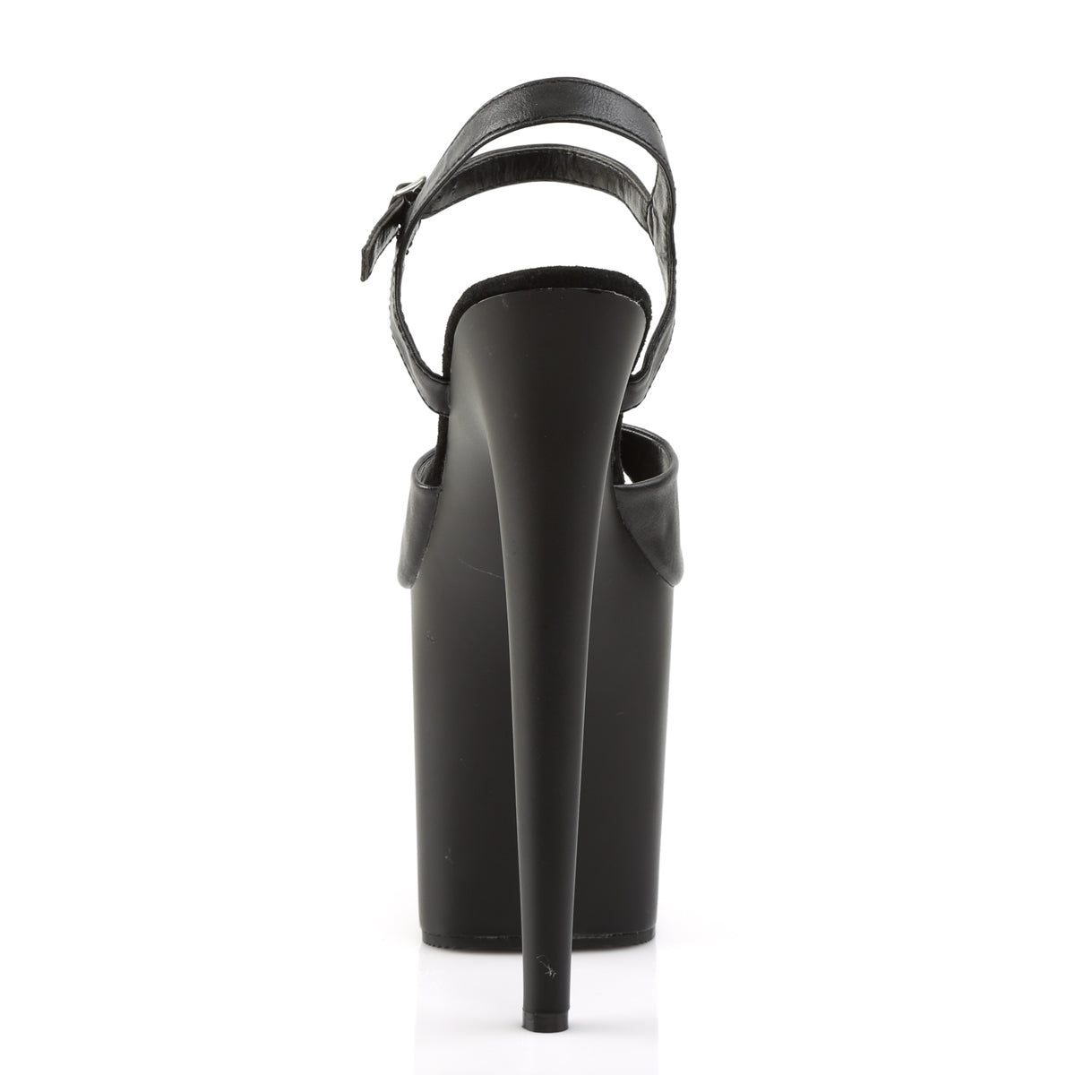 Pleaser FLAMINGO-809 8" Heel Ankle Strap Platform Sandal, Blk Faux Leather/ Blk matte, 7 (Used)